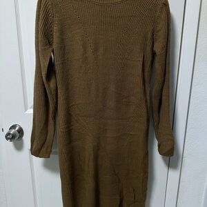 Brown Knit Midi Dress